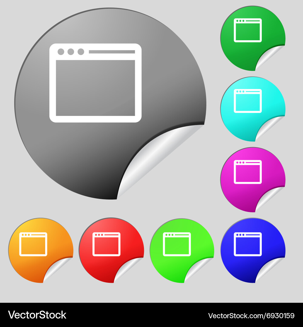 Simple browser window icon sign set of eight multi vector image