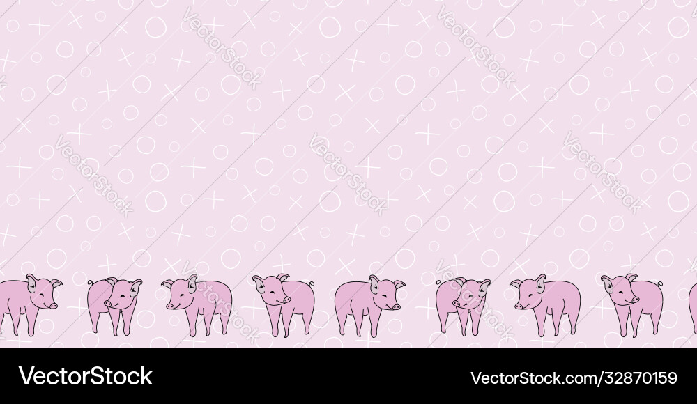 Sweet pig border horizontal seamless pattern vector image