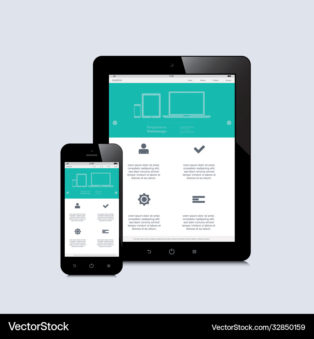 Tablet and smartphone responsive webdesign vector image