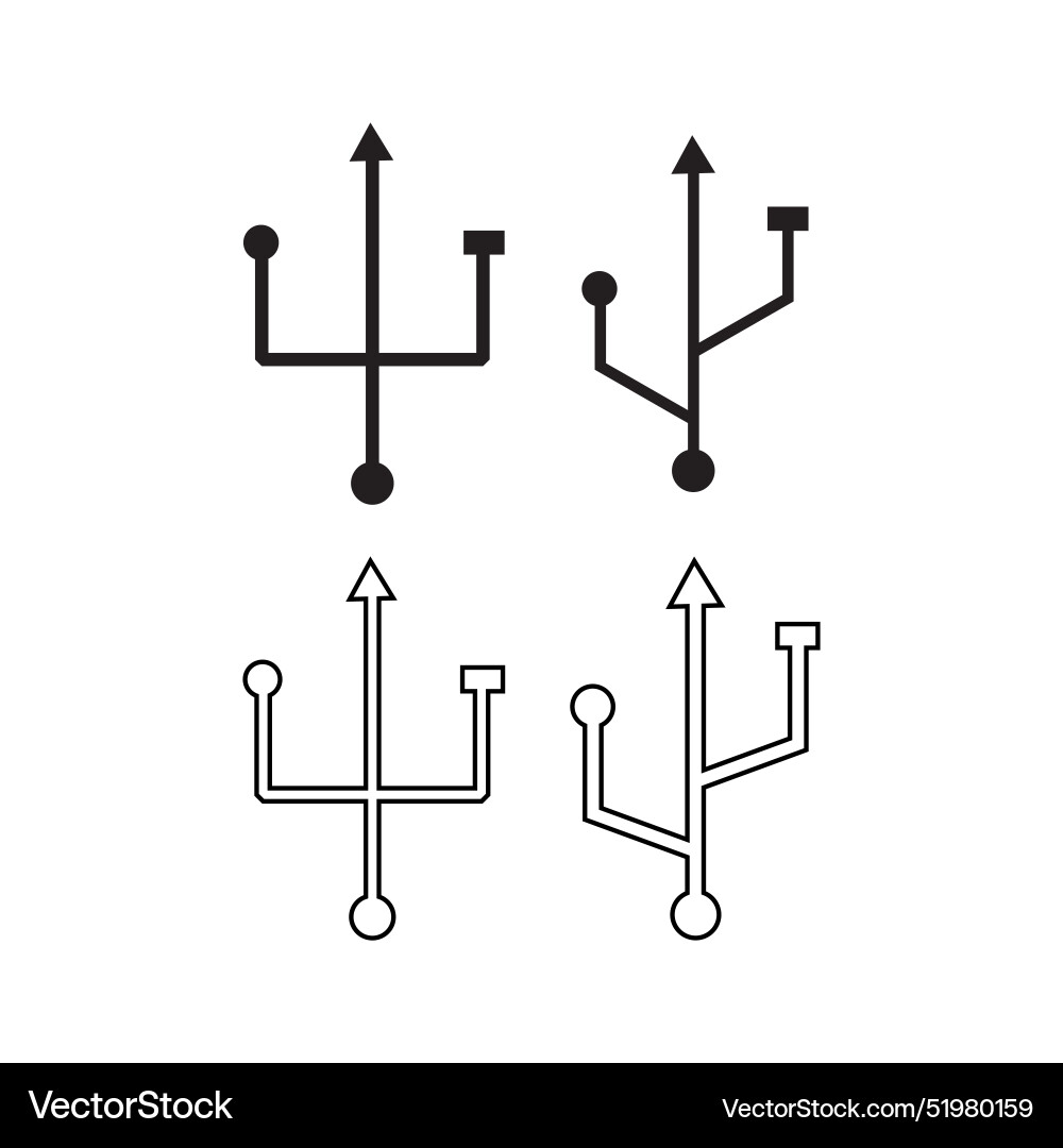 Usb icon set in flat style with background Vector Image