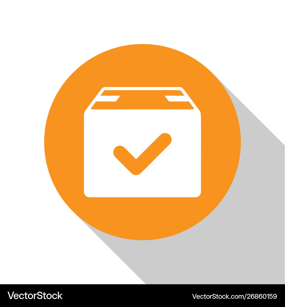 White package box with check mark icon isolated Vector Image