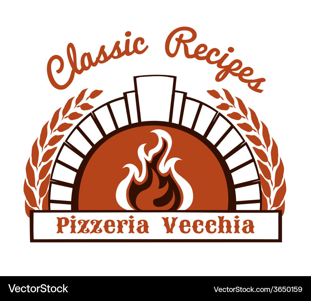 Wood Fired Pizza Oven Logo Vector Image