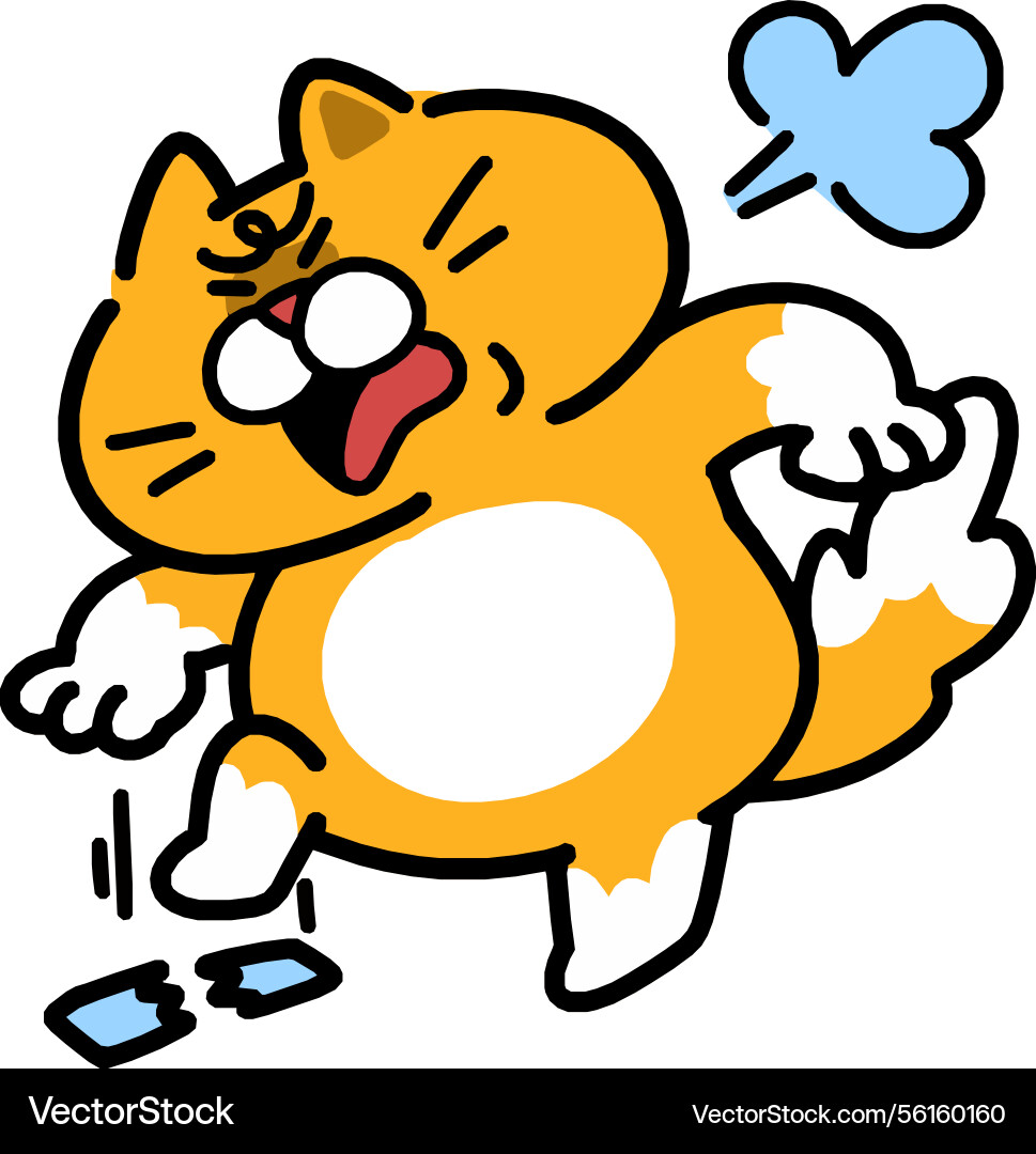 Angry cartoon cat stomping and breaking objects Vector Image
