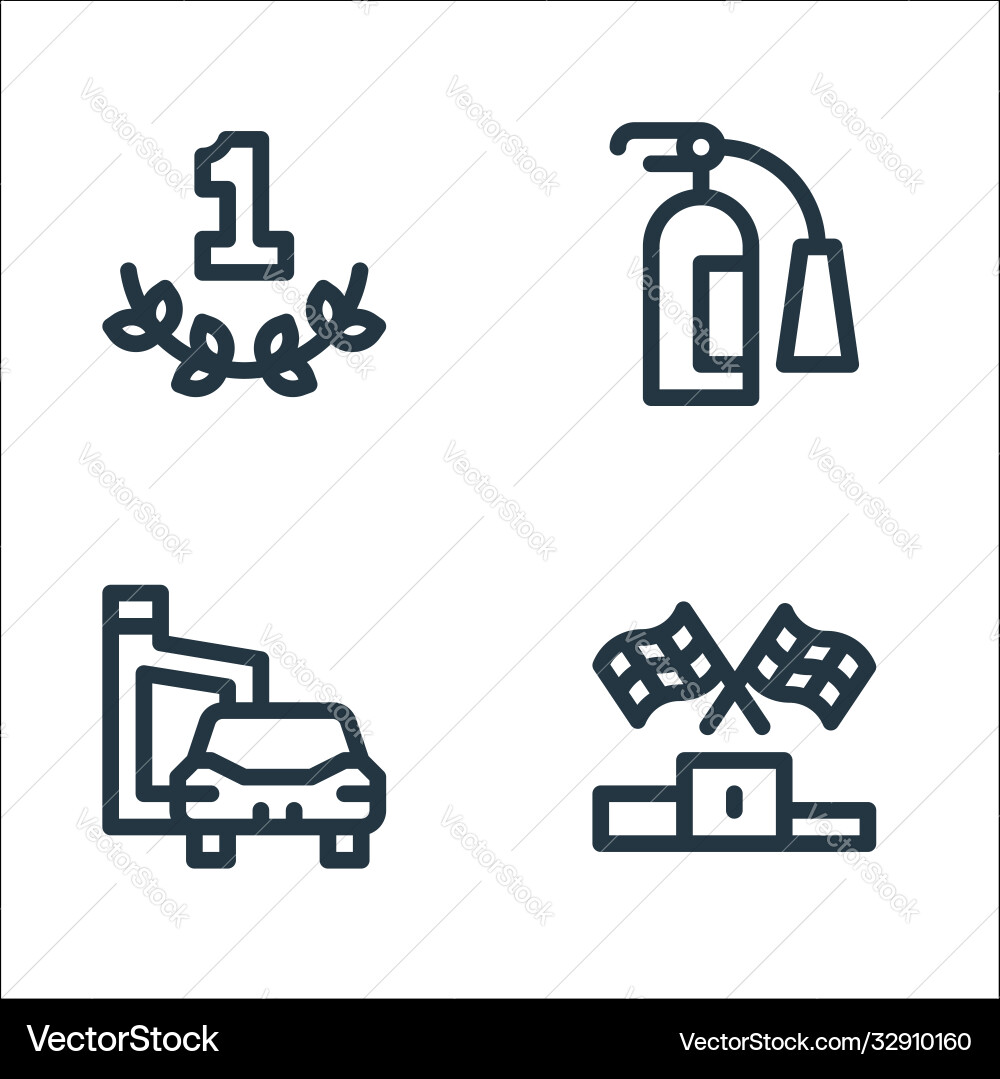 Auto racing line icons linear set quality Auto racing line icons linear set quality vector image