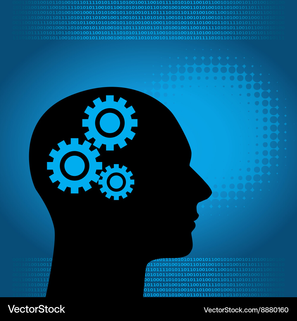 Binary man with gears Vector Image