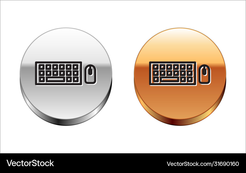 Black line computer keyboard and mouse icon Black line computer keyboard and mouse icon Vector Image