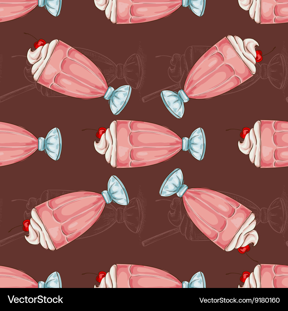 Cherry Milkshake Pattern Vector Image