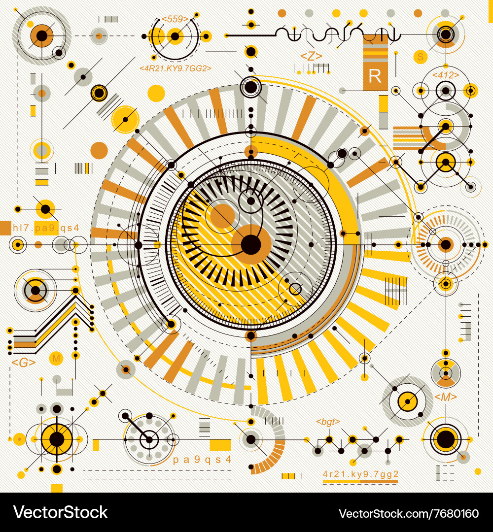 Mechanical scheme engineering drawing vector image