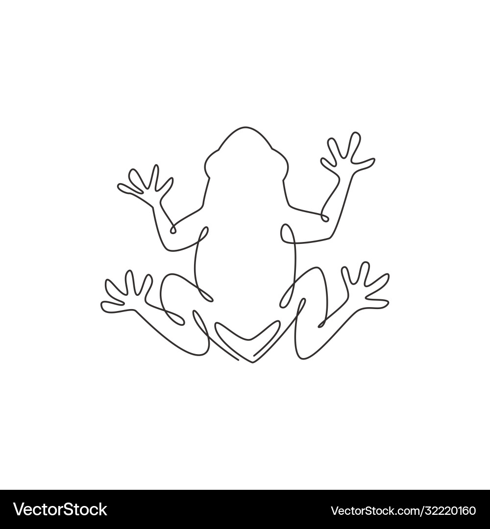 One continuous line drawing funny frog One continuous line drawing funny frog vector image