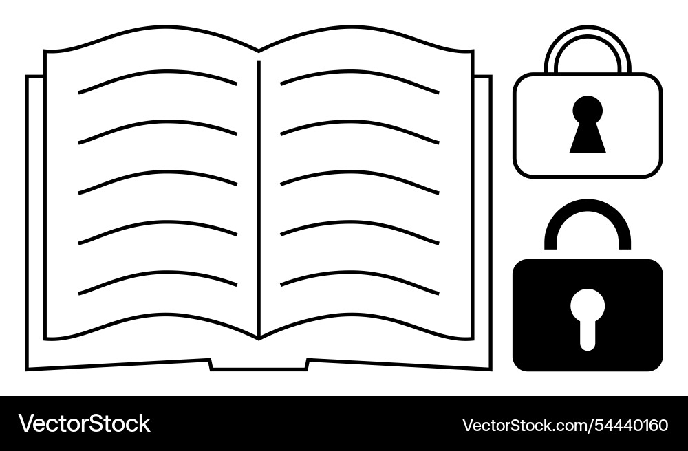 Open book with locks representing data privacy Open book with locks representing data privacy vector image