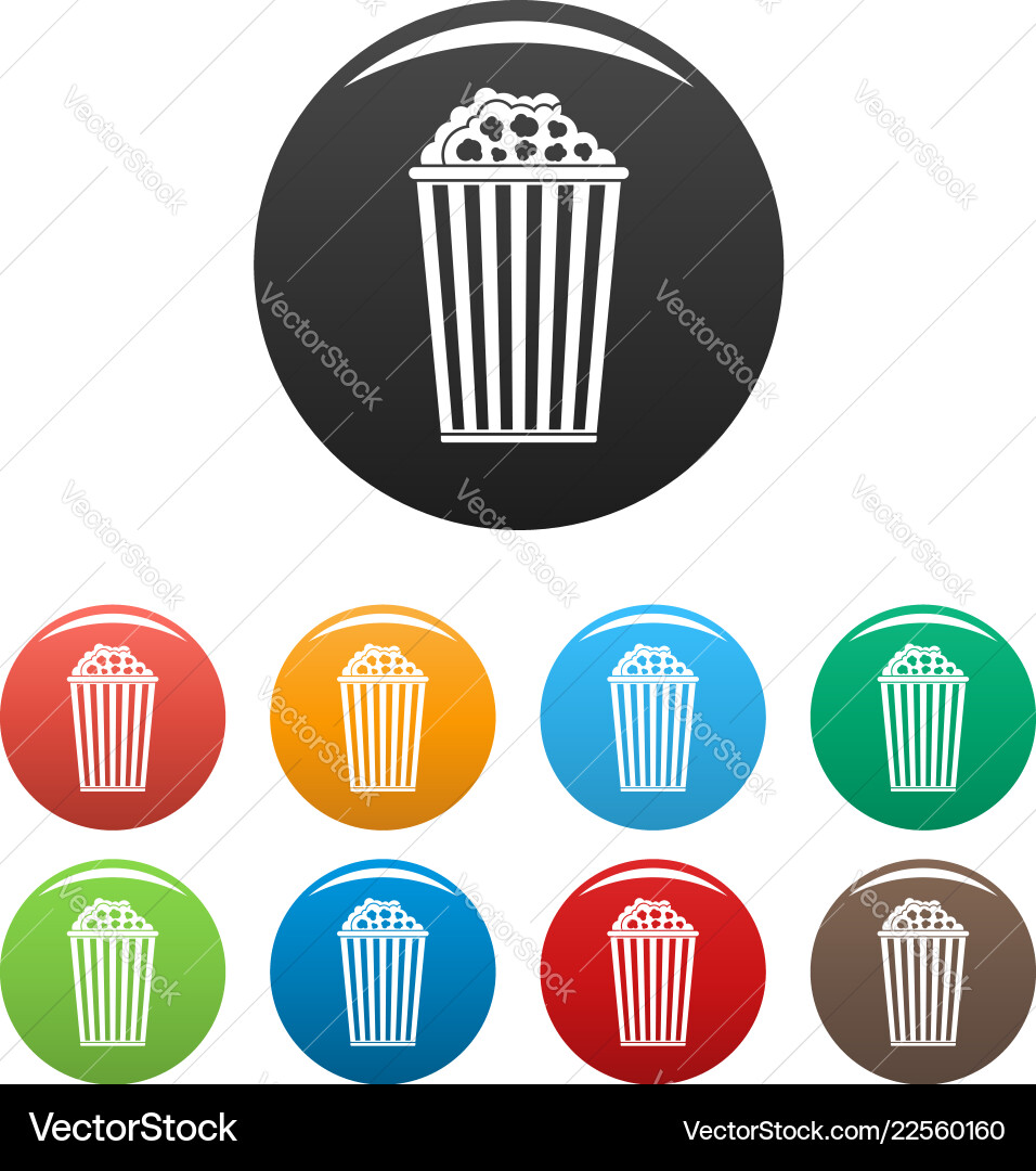 Popcorn box icons set color Popcorn box icons set color vector image