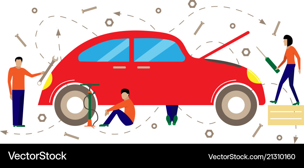 Service für die Reparatur von Autos Service für die Reparatur von Autos vektorbild