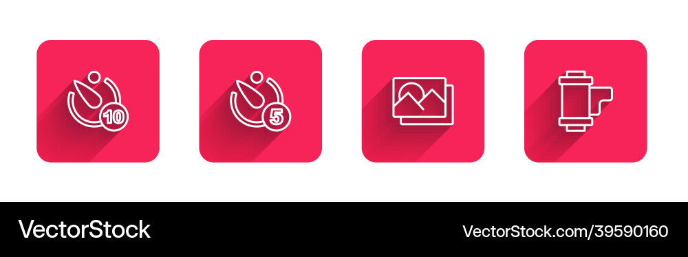Set line camera timer photo frame and roll vector image