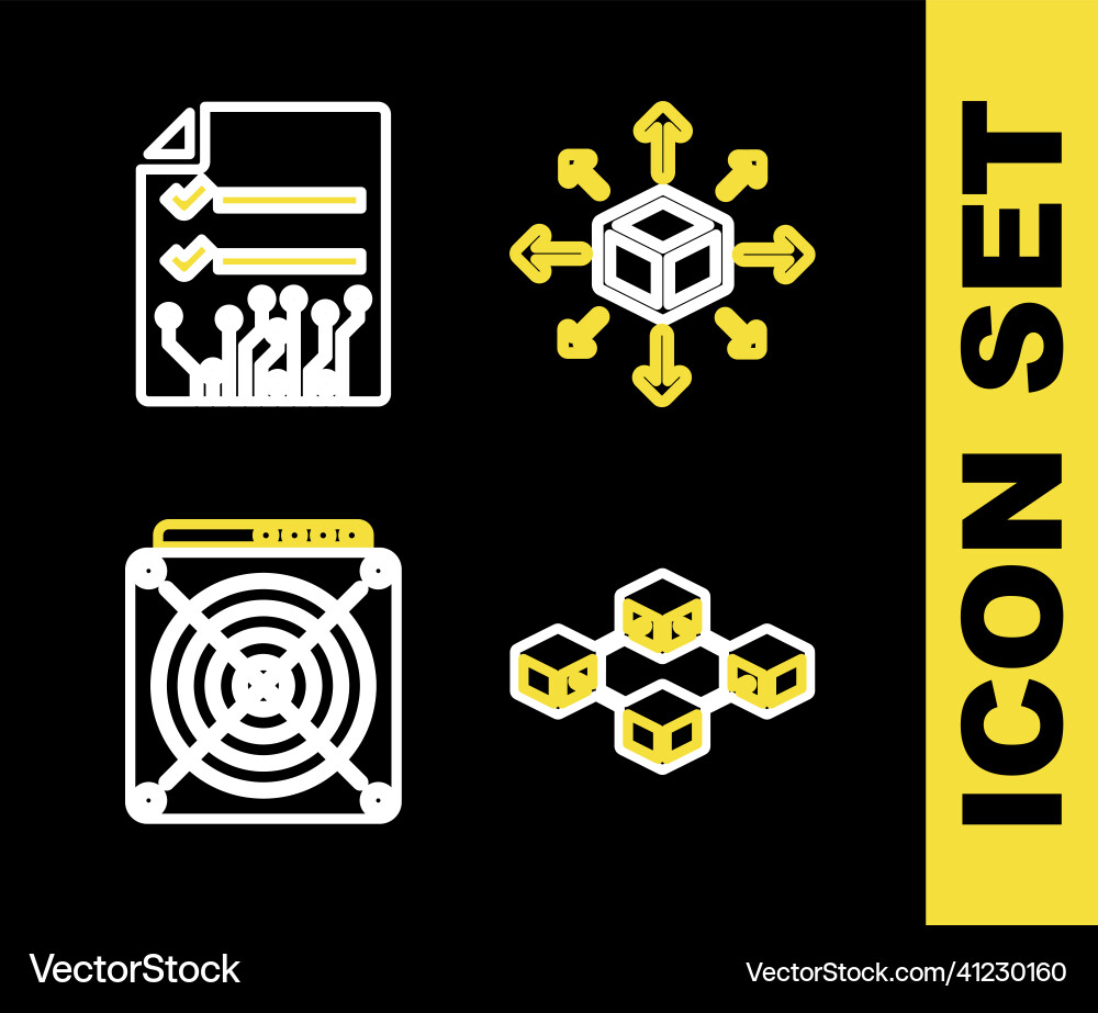 Set line distribution blockchain technology asic Set line distribution blockchain technology asic Vector Image