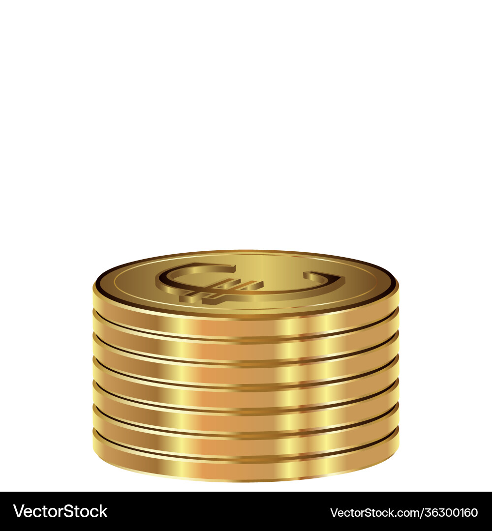 Stack euro gold coins Royalty Free Vector Image