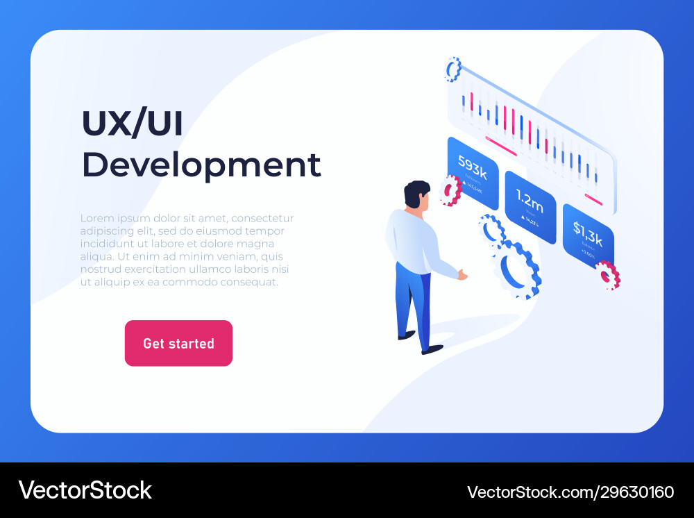 Ui ux development landing page concept Ui ux development landing page concept Vector Image