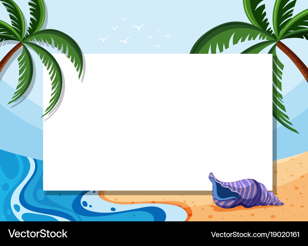 Border template with coconut trees and shell Vector Image