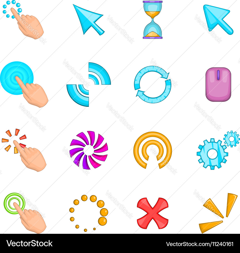 Click cursors icons set cartoon style Vector Image
