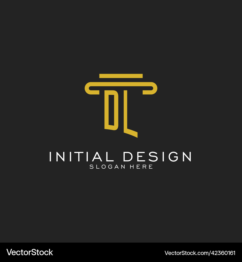 Dl initial logo with simple pillar style design Dl initial logo with simple pillar style design vector image