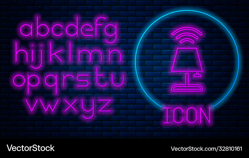 Glowing neon smart table lamp system icon isolated Vector Image