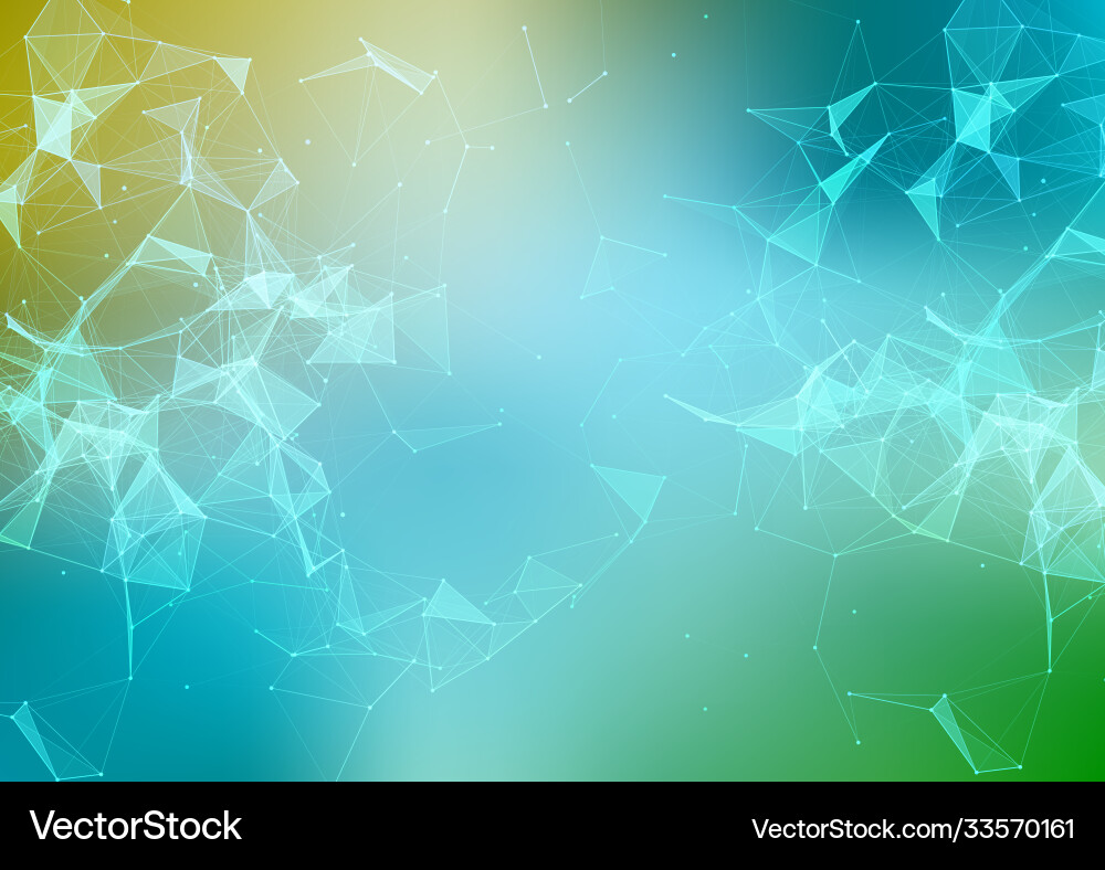 Low poly plexus design on blur background vector image