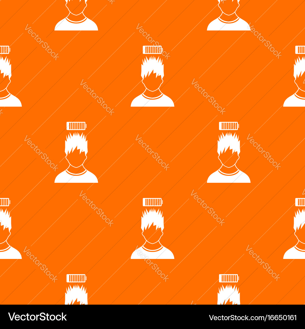 Man with low battery over head pattern seamless vector image