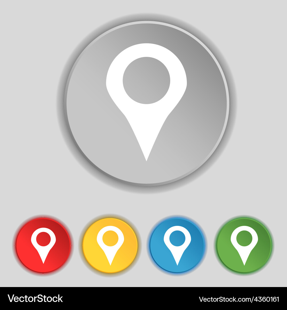 Map pointer gps location icon sign symbol on five vector image