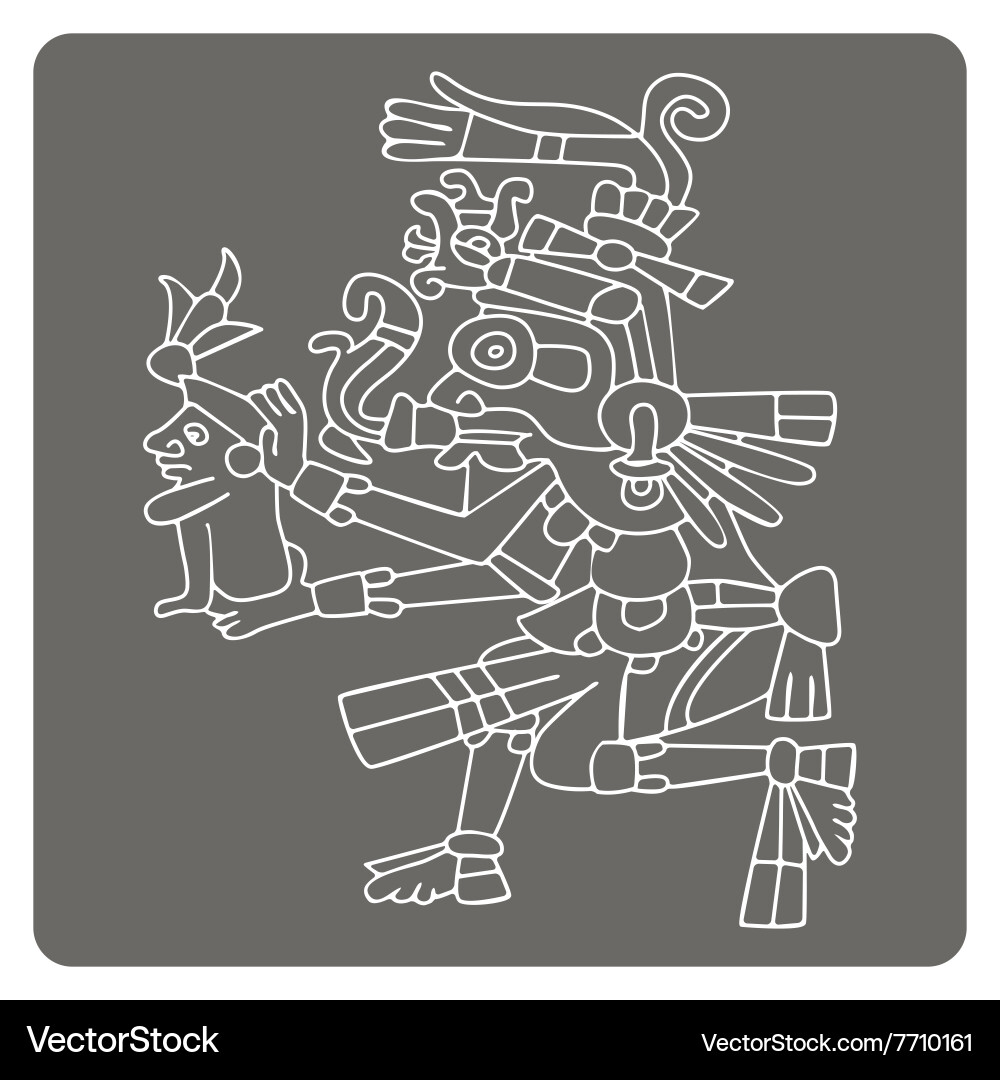 Monochrome icon with symbols from aztec codices Vector Image
