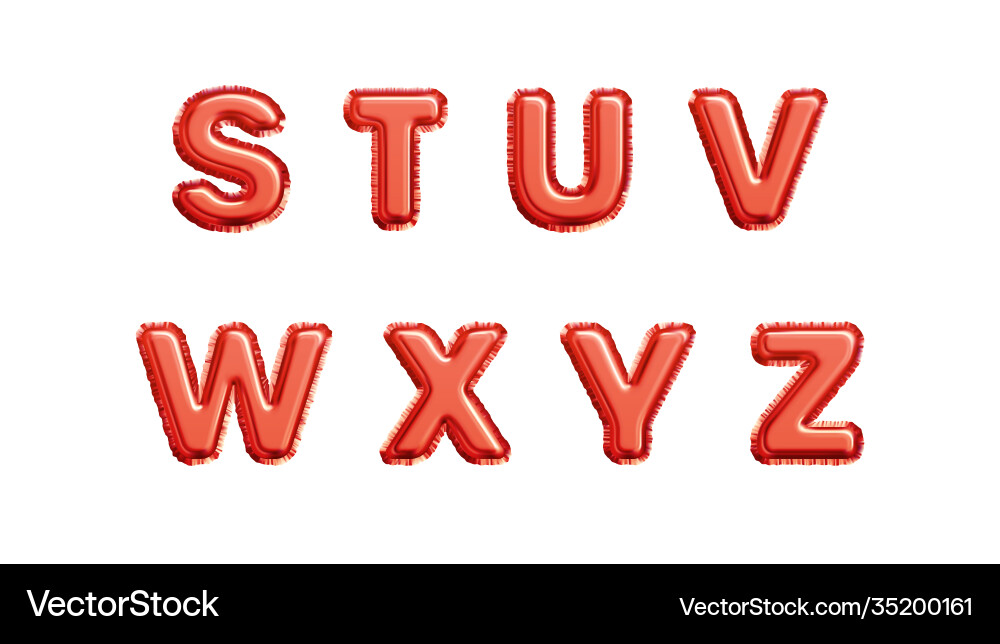 Realistic red gold metallic foil balloons alphabet Realistic red gold metallic foil balloons alphabet vector image