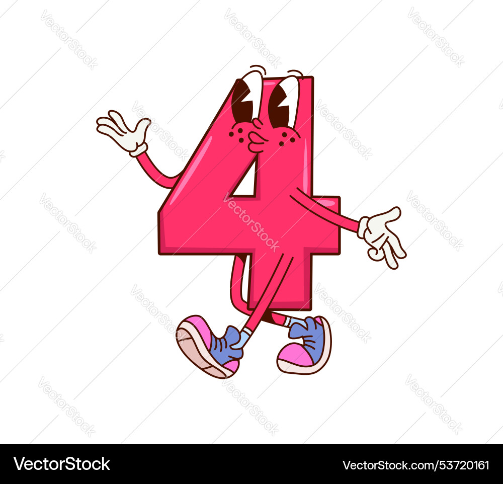 Retro Number Four Character vector image