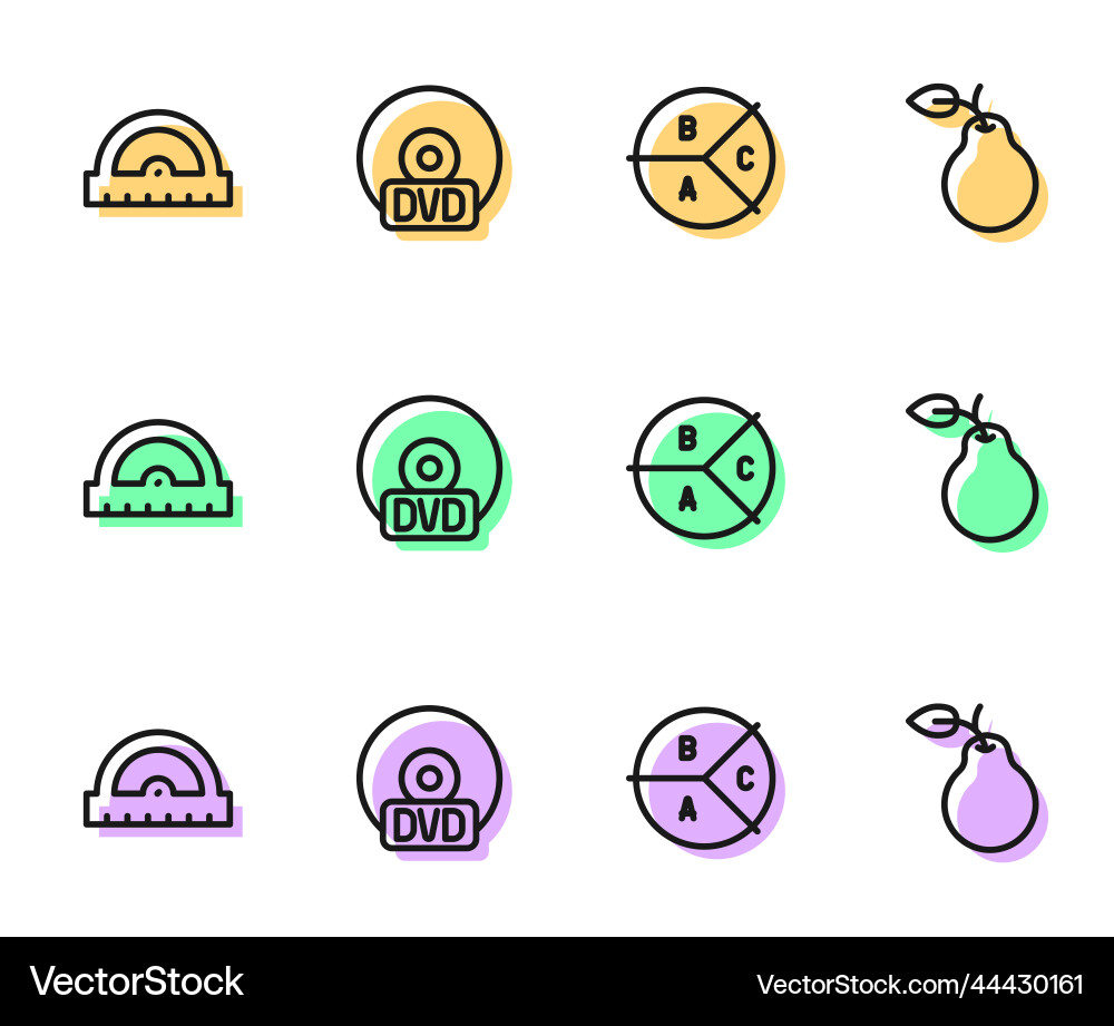Set line pie chart infographic protractor grid Set line pie chart infographic protractor grid Vector Image