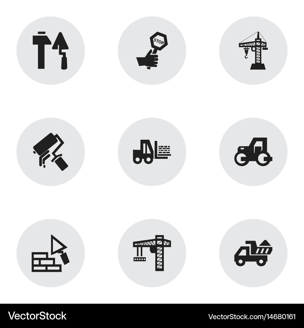 Set of 9 editable building icons includes symbols vector image