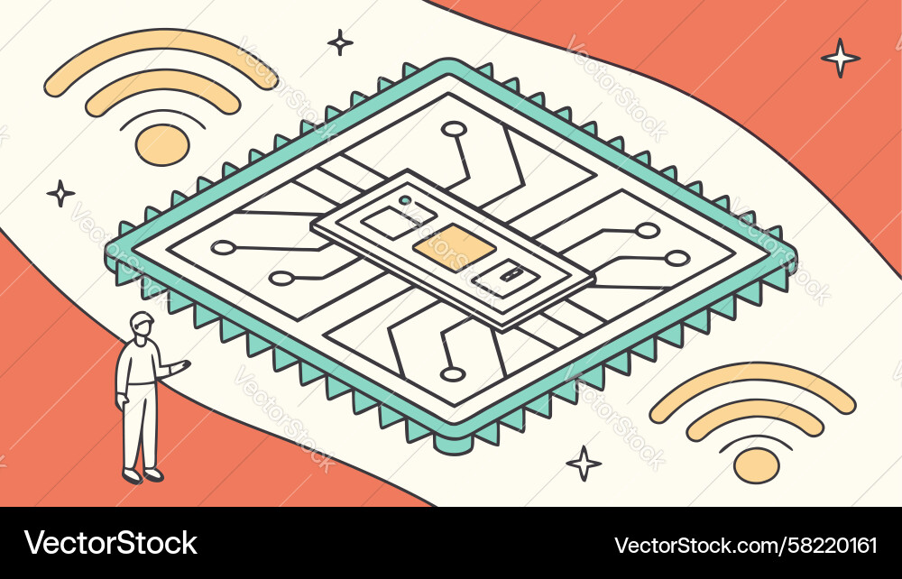 Smart Processor Network Chip Vector Image