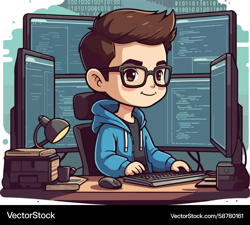 Software Developer Tech Cyber Security Vector Image