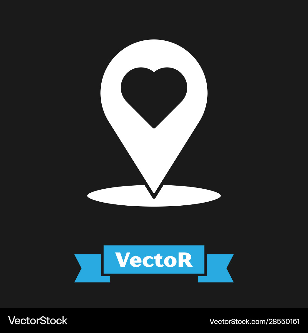 White map pointer with heart icon isolated White map pointer with heart icon isolated vector image