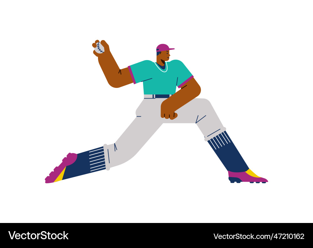 Baseball-Team-Spieler oder Pitcher werfen Ball flach Baseball-Team-Spieler oder Pitcher werfen Ball flach vektorbild