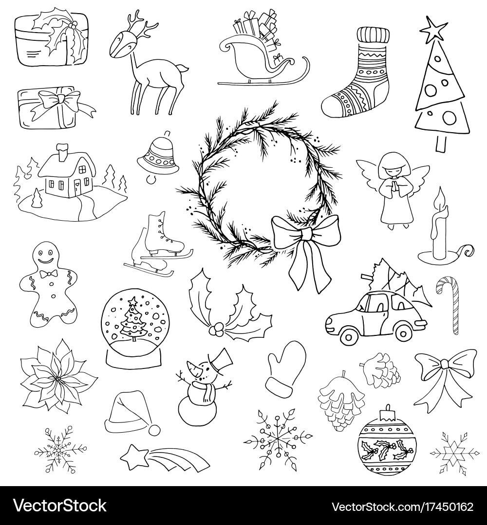 Christmas set icon elements can be used for advent Vector Image