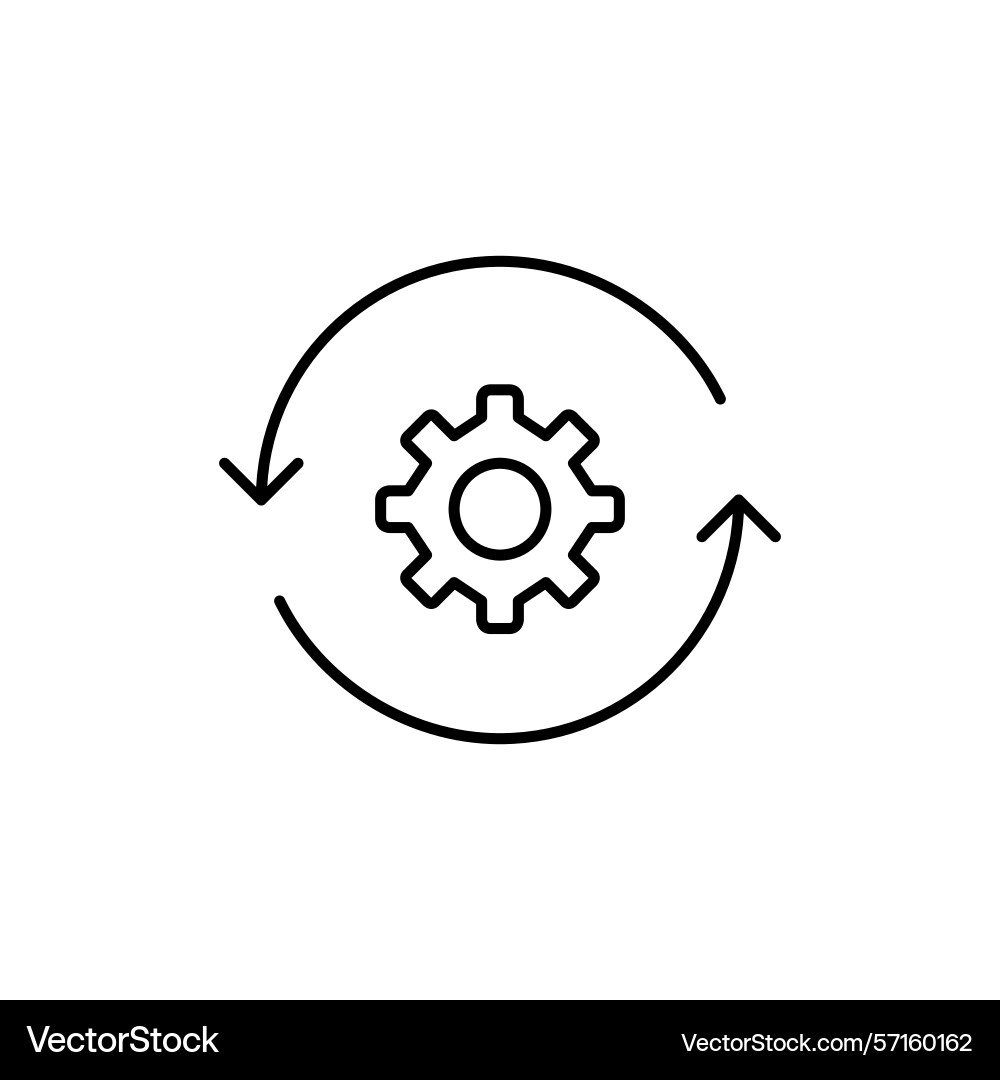 Cogwheel in refresh arrows system update Cogwheel in refresh arrows system update vector image