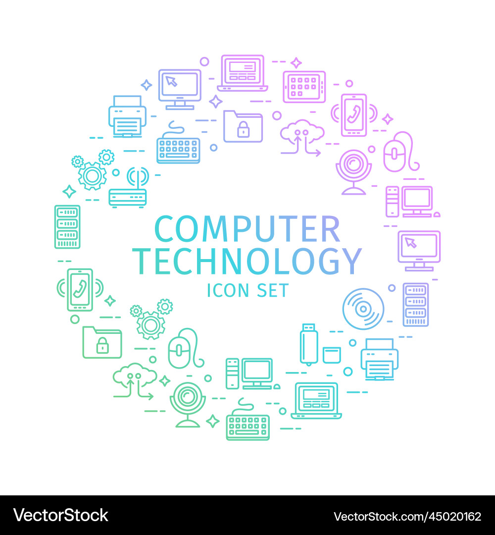 Computer technology round design template thin Computer technology round design template thin vector image