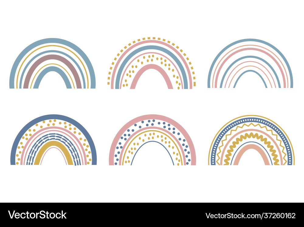 Cute baby boho rainbow set in scandinavian Cute baby boho rainbow set in scandinavian vector image