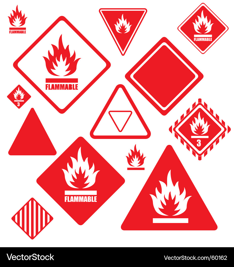 Flammable Warning Signs Vector Image