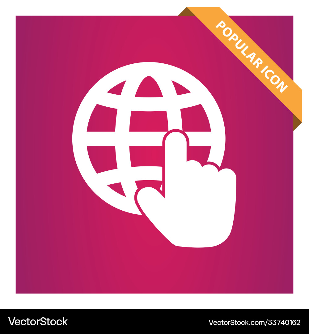 Globe cursor icon for web and mobile vector image