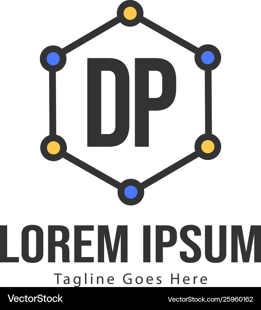 Initial dp logo template with modern frame vector image