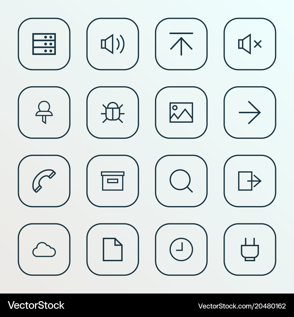 Interface icons line style set with audio vector image