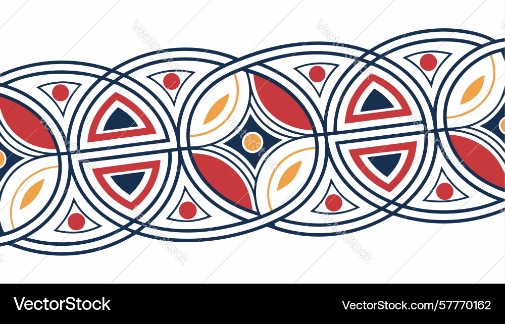 Interlocking circular geometric pattern border vector image