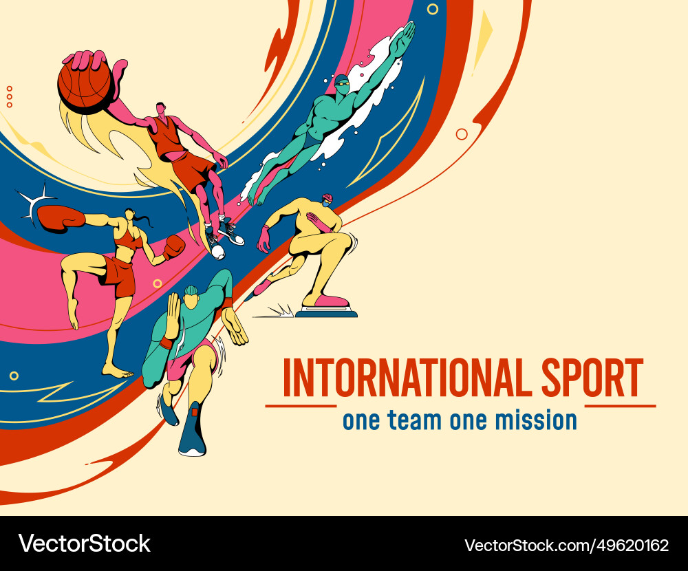Internationale Sporttag Poster Athleten Team Internationale Sporttag Poster Athleten Team vektorbild
