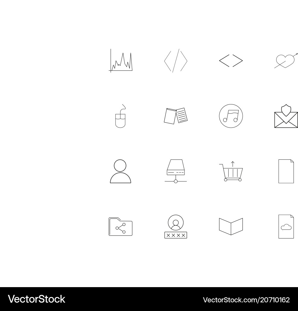 Internet technologies simple linear icons set vector image