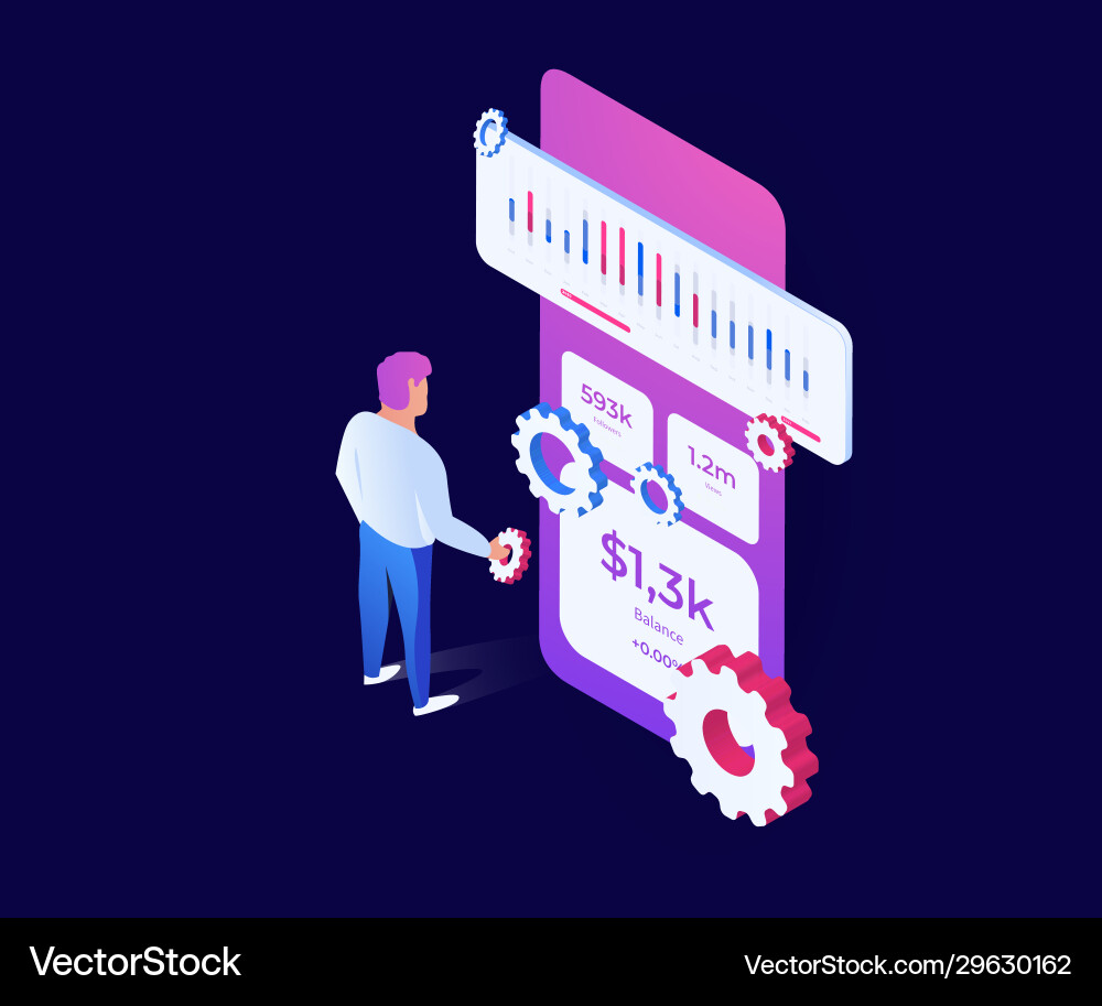 Isometric character like a ui designer Isometric character like a ui designer vector image