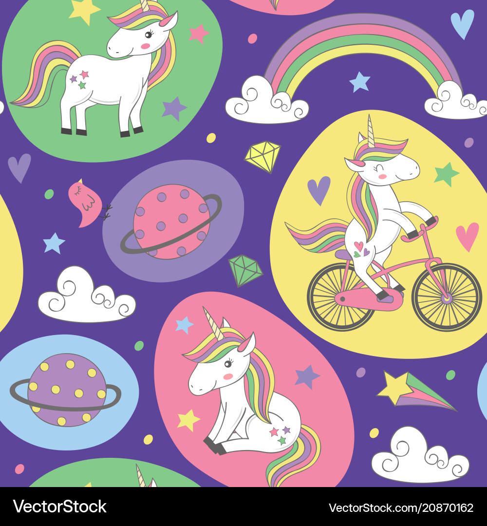 Magical Unicorn Seamless Pattern vector image