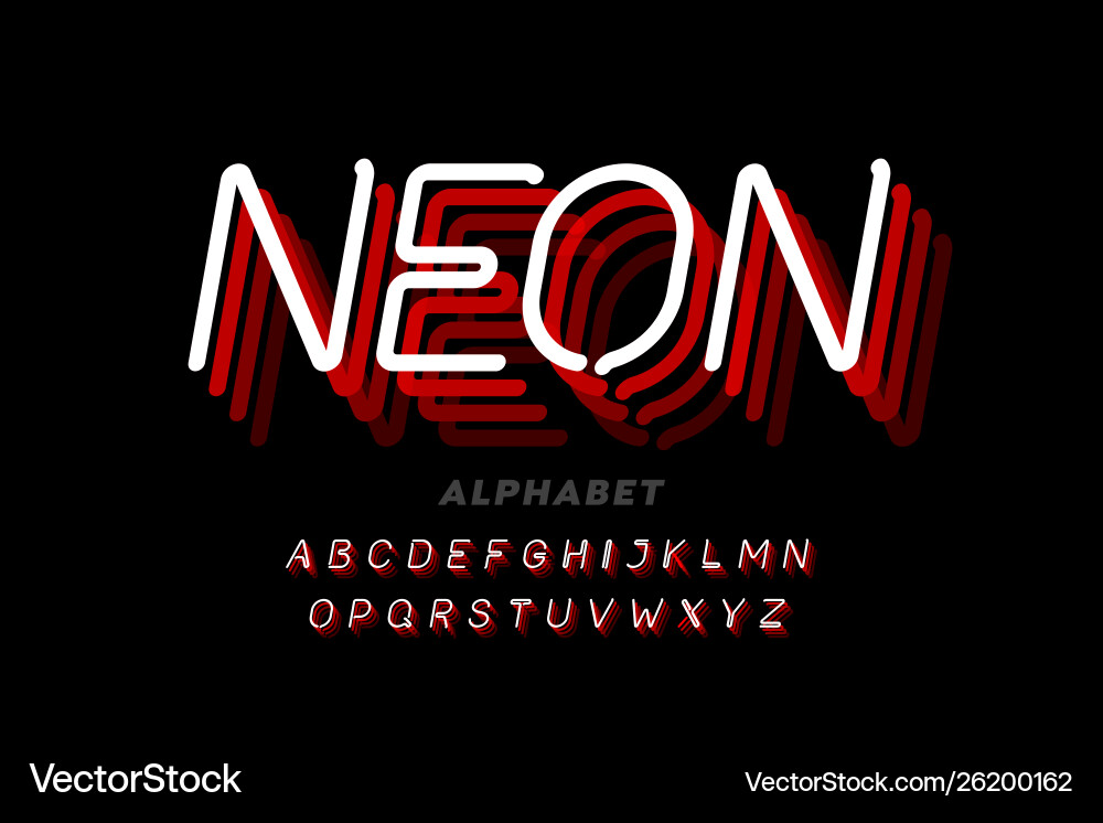 Neon Typography Font vector image